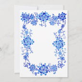 Faire-part de mariage floral bleu de la marine (Dos)