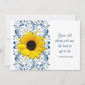 Faire-part de mariage floral bleu de la Sunflower  (Dos)