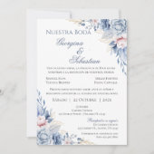 Faire-part de mariage Floral Bleu Espagnol (Devant)