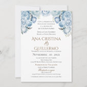 Faire-part de mariage Floral Bleu Espagnol (Devant)