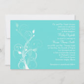 Faire-part de mariage floral bleu et blanc d'Aqua (Dos)