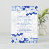 Faire-part de mariage floral bleu et blanc de coba (Debout devant)