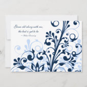 Faire-part de mariage floral bleu et blanc de la M (Dos)