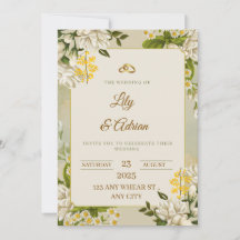 Faire-part de mariage floral bleu et blanc élégant