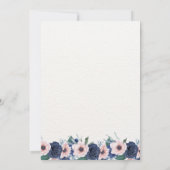 Faire-part de mariage floral bleu et rose marine (Dos)
