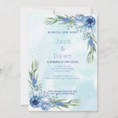 Faire-part de mariage Floral bleu et vert Abstrait (Devant)