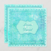 Faire-part de mariage floral bleu et vert de (Devant / Derrière)