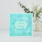 Faire-part de mariage floral bleu et vert de (Debout devant)