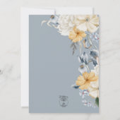 Faire-part de mariage Floral bleu jaune et blanc (Dos)
