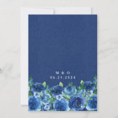 Faire-part de mariage floral bleu marine (Dos)