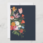 Faire-part de mariage floral bleu marine foncé et  (Dos)