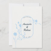 Faire-part de mariage Floral bleu minimaliste (Devant)