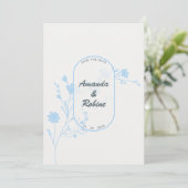 Faire-part de mariage Floral bleu minimaliste (Debout devant)
