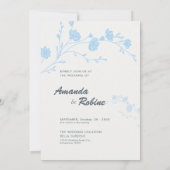 Faire-part de mariage Floral bleu minimaliste (Dos)