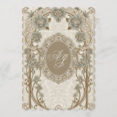Faire-part de mariage floral bleu or (Dos)