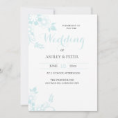 Faire-part de mariage floral bleu pâle (Devant)