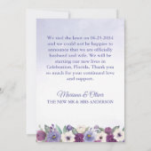 Faire-part de mariage floral bleu pâle fuchsia (Dos)