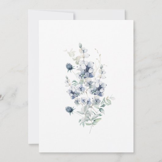 Faire-part de mariage floral bleu poussiéreux (Dos)
