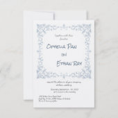 Faire-part de mariage floral bleu poussiéreux (Devant)