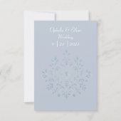 Faire-part de mariage floral bleu poussiéreux (Dos)