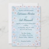 Faire-part de mariage floral bleu romantique (Devant)