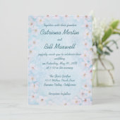 Faire-part de mariage floral bleu romantique (Debout devant)
