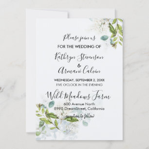 Faire-part de mariage floral bleu Watercolor