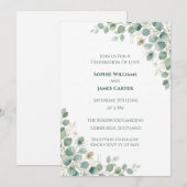 Faire-part de mariage floral Blue Blush (Devant / Derrière)