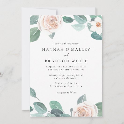 Faire-part de mariage floral Blush de printemps (Devant)