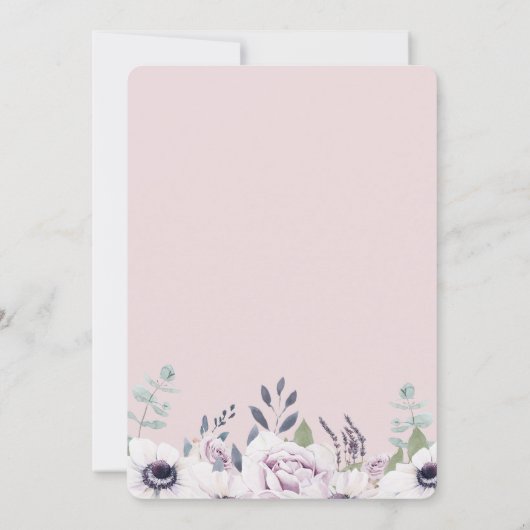Faire-part de mariage Floral Blush Jardin Poussiér (Dos)