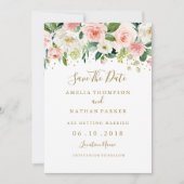 Faire-part de mariage Floral Blush Or (Devant)