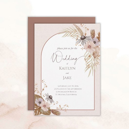 Faire-part de mariage floral bohème