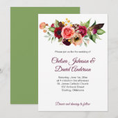 Faire-part de mariage floral bohème romantique (Devant / Derrière)