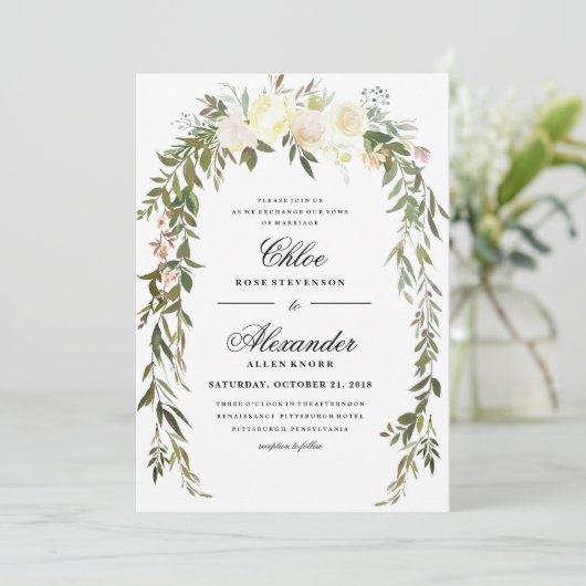 Faire-part de mariage Floral Boho (Debout devant)