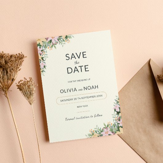 Faire-part de mariage floral boho