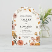 Faire-part de mariage Floral Boho Automne (Debout devant)