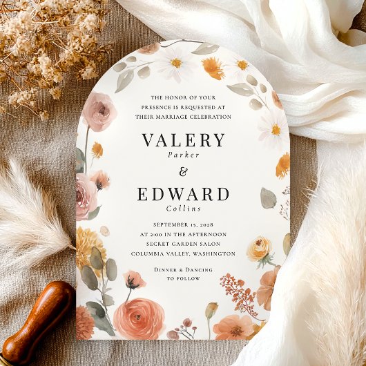 Faire-part de mariage Floral Boho Automne