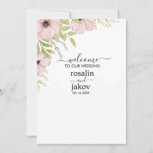 Faire-part de mariage floral Boho Blush (Devant)