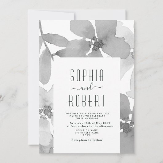Faire-part de mariage floral boho élégant (Devant)