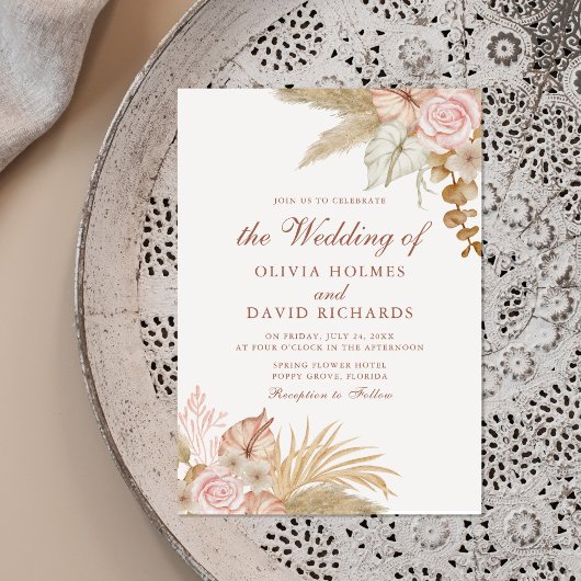 Faire-part de mariage floral Boho moderne avec her