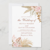 Faire-part de mariage floral Boho moderne avec her (Devant)