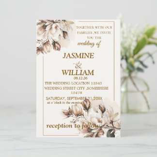 Faire-part de mariage Floral Boho Neutre Rustique