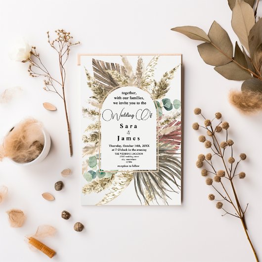 Faire-part de mariage Floral Boho Neutre Rustique