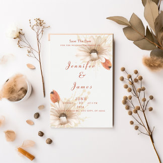 faire-part de mariage floral boho pour annoncer la