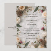 Faire-part de mariage floral boho | Roses romaines (Devant / Derrière)