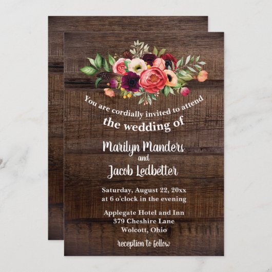 Faire-part de mariage Floral Boho Rustique (Devant / Derrière)