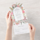 Faire-Part de Mariage Floral Boho Tout En Un (Déchirure)