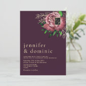 Faire-part de mariage floral boho violet (Debout devant)