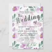 Faire-part de mariage floral boho violet (Devant)