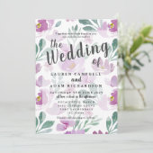Faire-part de mariage floral boho violet (Debout devant)